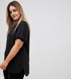 New Look Curve Frill Sleeve Top - Black