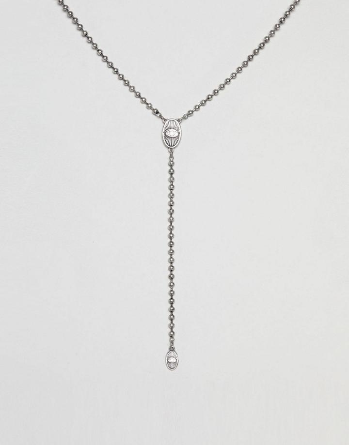 Asos Lariat Neckchain With Egyptian Charms In Silver - Silver