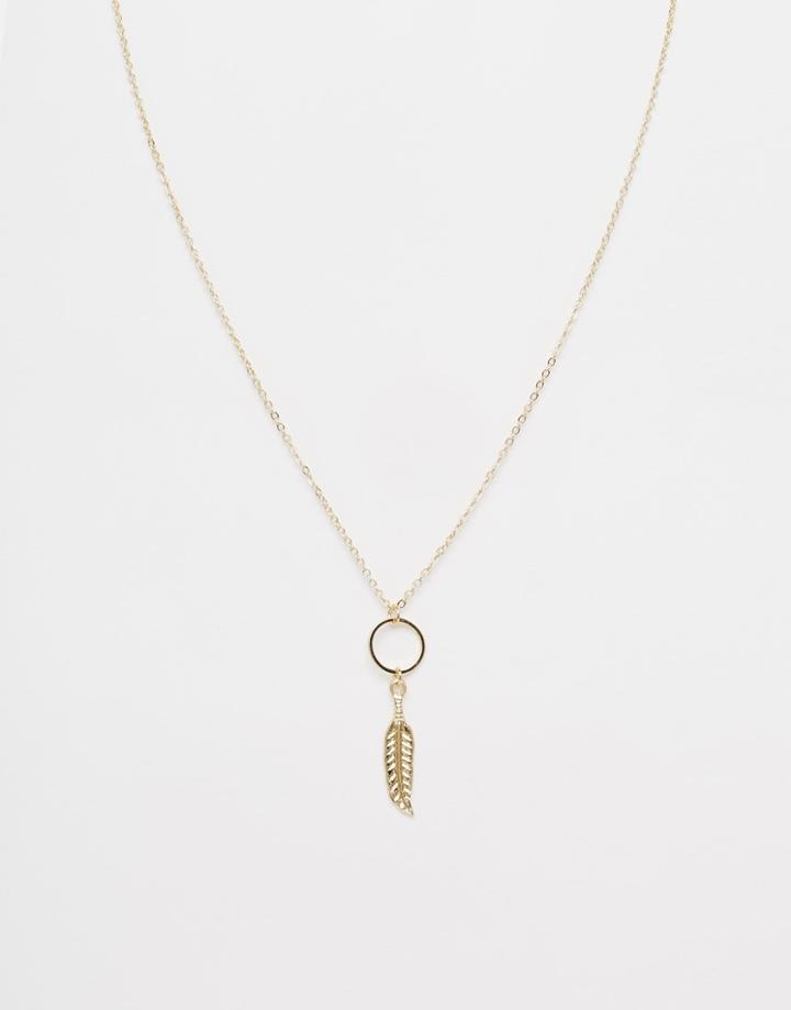 Asos Ditsy Leaf Short Pendant Necklace - Gold