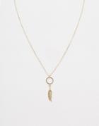 Asos Ditsy Leaf Short Pendant Necklace - Gold