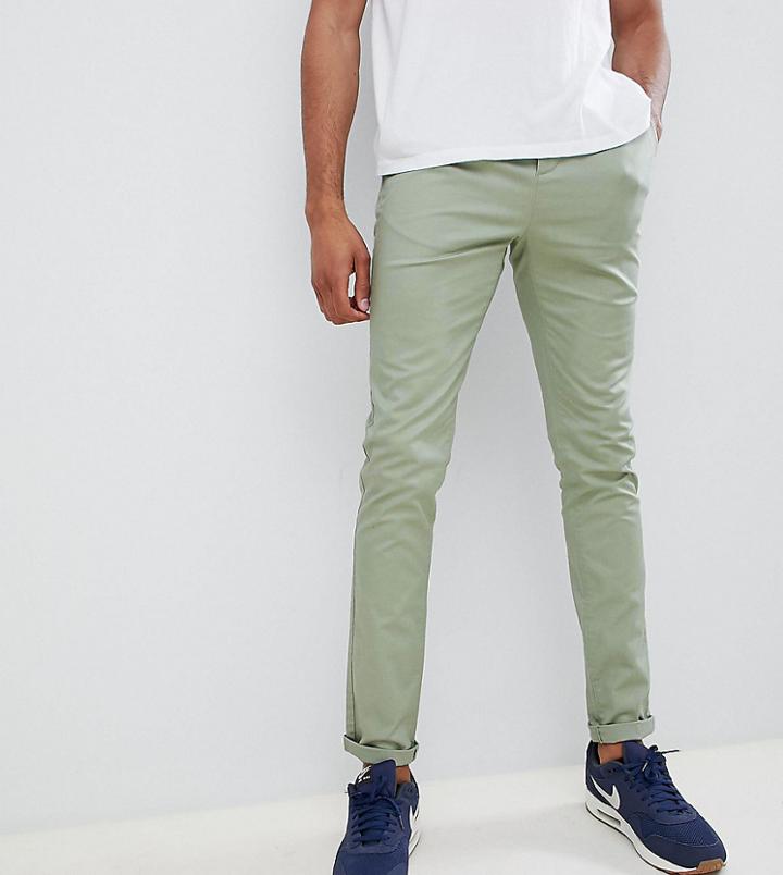 Asos Design Tall Skinny Chinos In Sage Green - Green