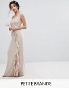 Tfnc Petite Wedding One Shoulder Maxi Dress With Frill Detail - Pink