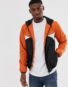 Brave Soul Lightweight Windbreak Zip Up Jacket - Orange