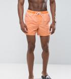 Asos Tall Swim Shorts In Orange Acid Wash Short Length - Orange