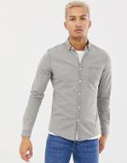 Asos Design Stretch Slim Denim Shirt In Light Gray