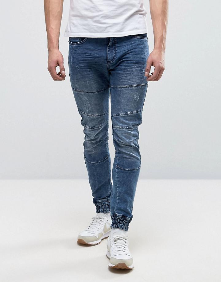 Loyalty And Faith Stretch Cuffed Ethan Jogger In Indigo Wash - Blue