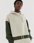 Asos Design Oversized Hoodie With Multiple Drawcords In Khaki And Beige-green