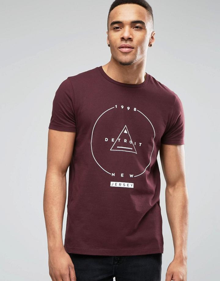 Asos T-shirt With Breed Circle Print - Oxblood