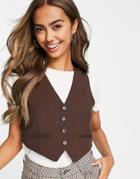 Pull & Bear Cropped Vest In Brown - Part Of A Set