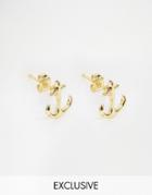 Reclaimed Vintage Anchor Stud Earrings In Gold - Gold