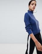 Missguided High Neck Sweater In Blue - Blue