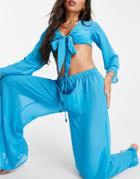 Candypants Tie Front Top In Blue - Part Of A Set-blues