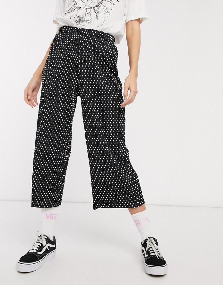 Asos Design Plisse Culotte In Polka Dot-multi