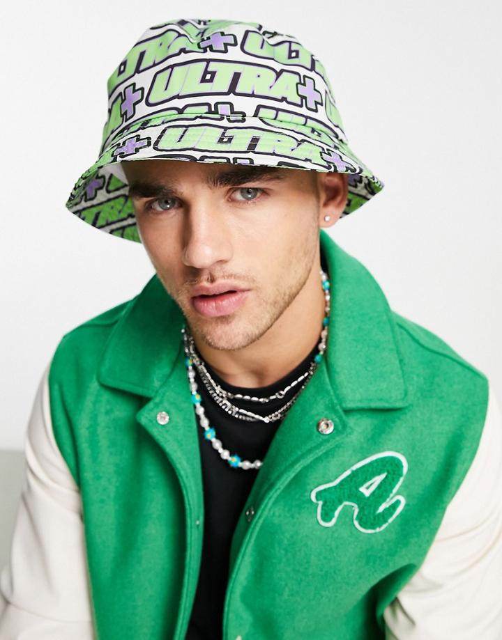Asos Design Bucket Hat In Printed Nylon-multi