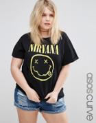 Asos Curve Nirvana Print Boyfriend T-shirt - Black