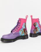 Dr Martens X New Order 1460 Pink Flat Ankle Boots - Pink