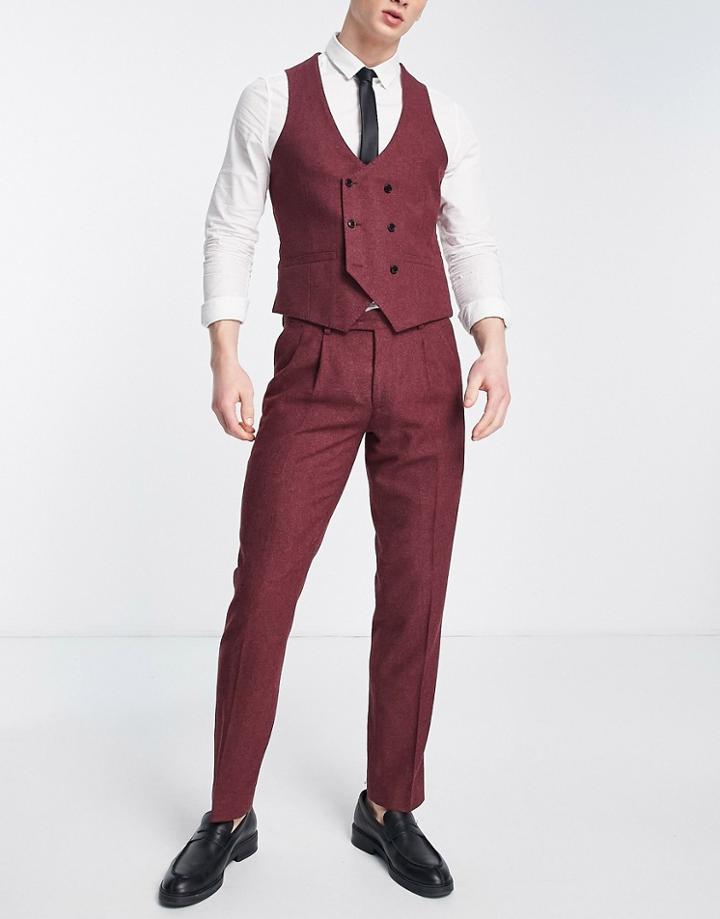 Harry Brown Suit Pants In Berry Tweed-red