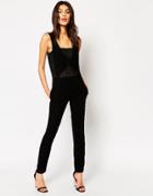 By Zoe Barny Jumpsuit With Lace Insert - Black