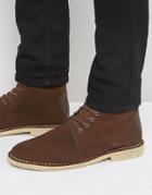 Asos Desert Boots In Brown Suede With Leather Detail - Brown