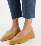 Asos Design Wide Fit Miley Suede Loafers In Taupe-neutral