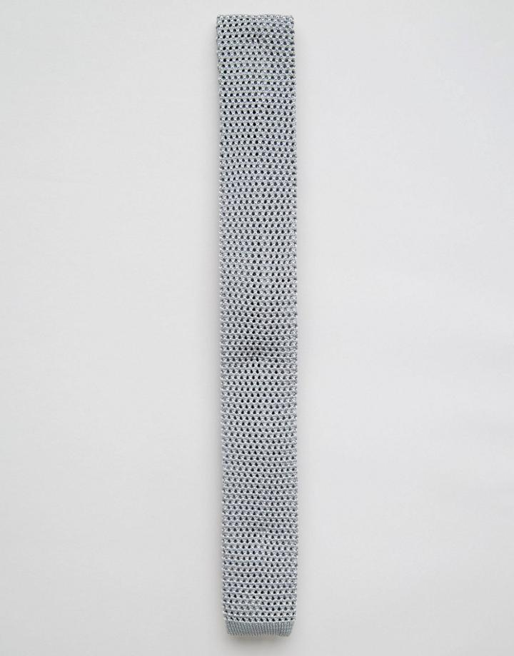Asos Wedding Knitted Tie In Gray - Gray
