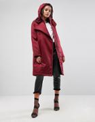 Asos Clean Parka With Flap - Red