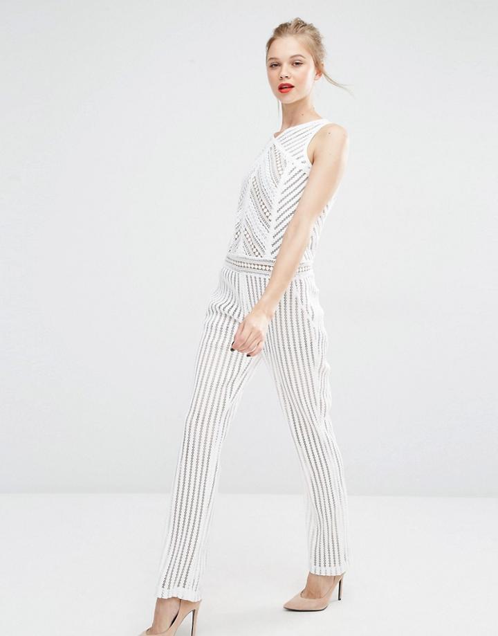 Supertrash Jumpsuit In Geo Lace - White
