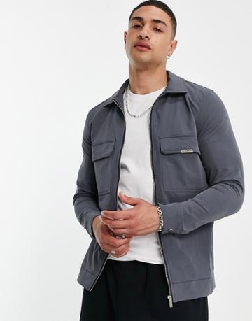 Mauvais Cargo Shacket In Blue-blues