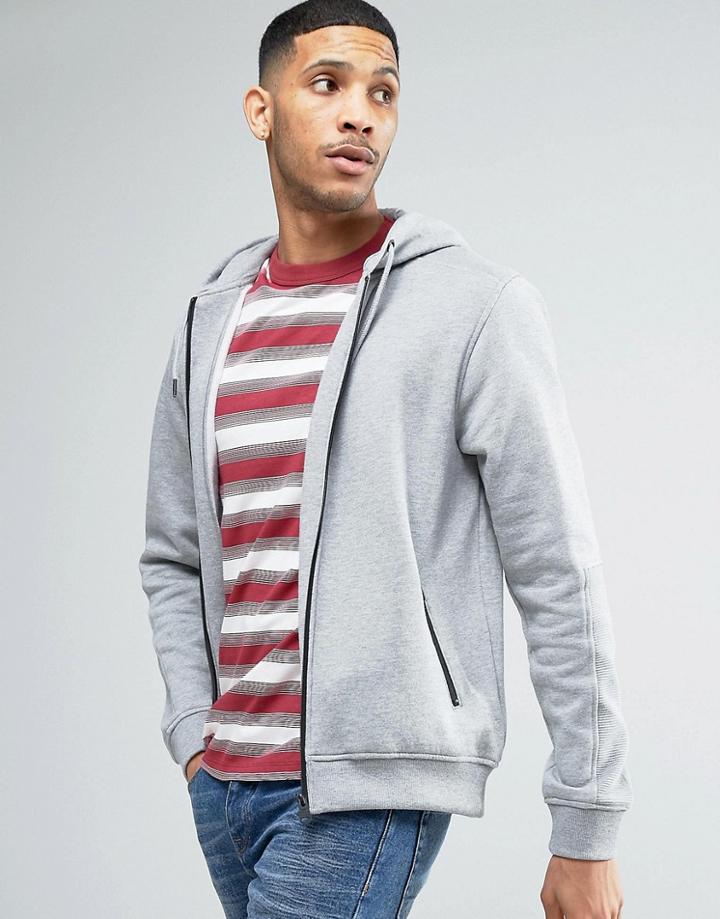 Threadbare Panel Zip Through Hoodie - Gray