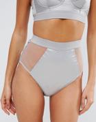 Asos Amber Elastic Waistband High Waist Pant - Gray