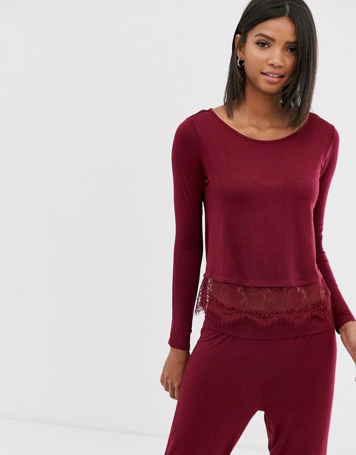 Pour Moi Sofa Love Secret Support Long Sleeve Pyjama Top - Red