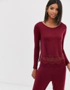 Pour Moi Sofa Love Secret Support Long Sleeve Pyjama Top - Red