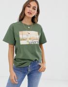 Daisy Street Oversized T-shirt With Skate Graphics - Green
