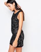 Mela Loves London Lace Shift Dress With Beaded Detail - Black