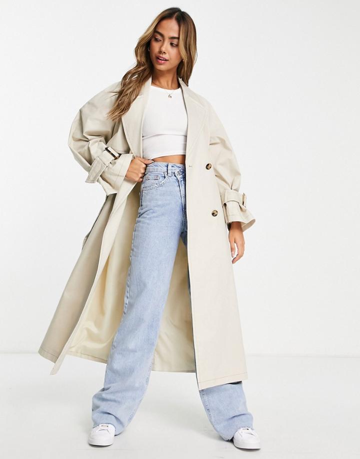 Asos Design Chuck On Trench In Natural-neutral