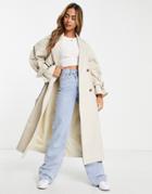 Asos Design Chuck On Trench In Natural-neutral