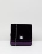 New Look Velvet Boxy Chain Shoulder Bag - Purple