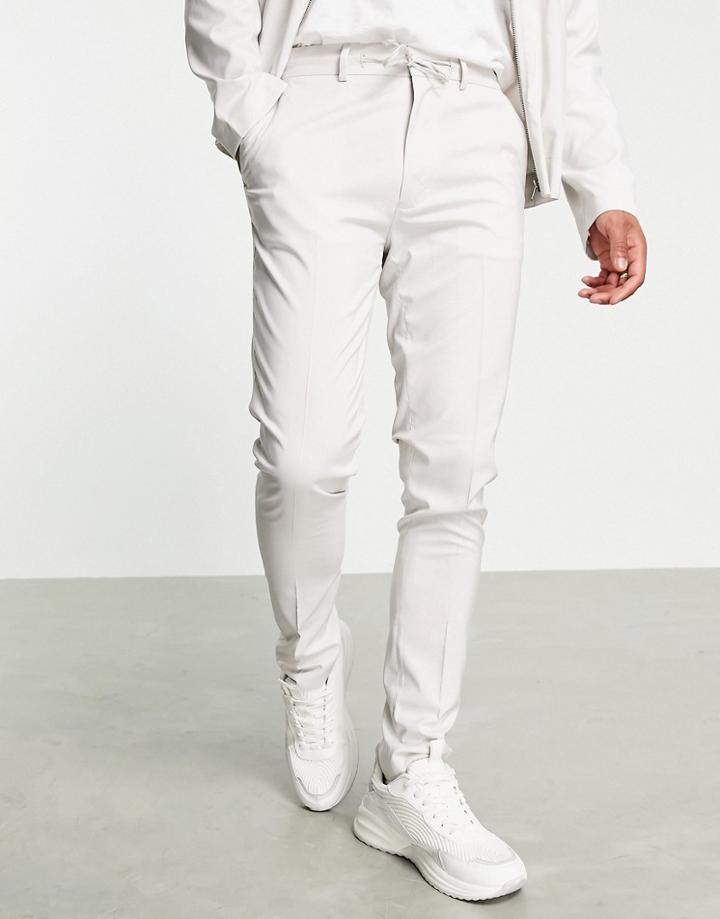 Asos Design Skinny Smart Pants In Ice Gray - Part Of A Set-grey