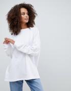 Asos Design Oversized Slouchy Lightweight Sweatshirt In White