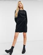 Noisy May Belted Corduroy Mini Dress In Black