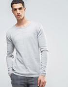 Solid Lightweight Sweater With Seam Detail - Gray