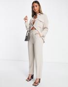 Asos Design Linen Suit Pants In Neutral - Part Of A Set