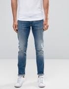 Armani Jeans J06 Slim Fit Jeans In Stretch Distressed Light Wash - Blu