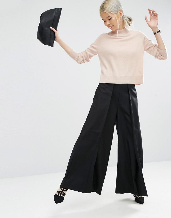Asos White Extreme Wide Leg Pant - Black