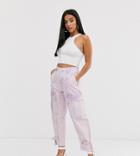 Asos Design Petite Lilac Acid Wash Combat Pants-purple