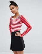 Sonia By Sonia Rykiel Long Sleeve T-shirt With Mixed Stripe Print - Red