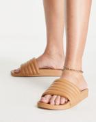 River Island Padded Slider Sandal In Beige-neutral