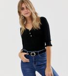 Miss Selfridge Top With Buttons In Black