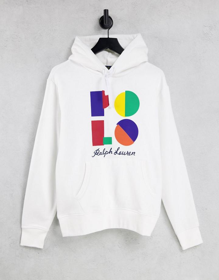 Polo Ralph Lauren Rainbow Logo Hoodie In White