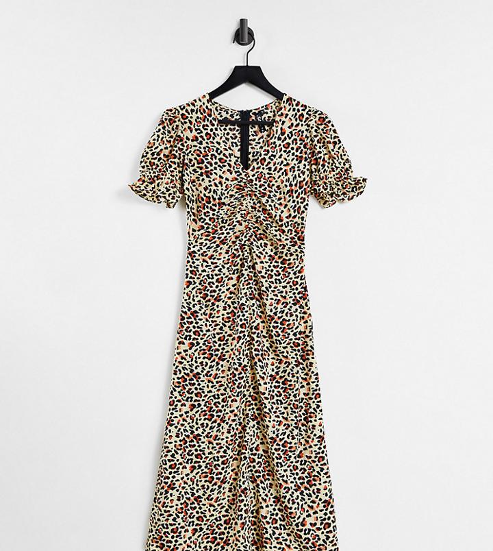 Influence Tall Satin Midi Tea Dress In Leopard Print-multi